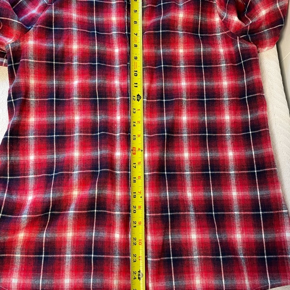 Hint of Mint Red Plaid Button Down Shirt Light Flannel & Lace - Picture 10 of 12